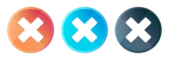 Cancel icon steam mist round button set shiny illustration