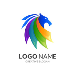 Obraz premium eagle logo design with 3d colorful style