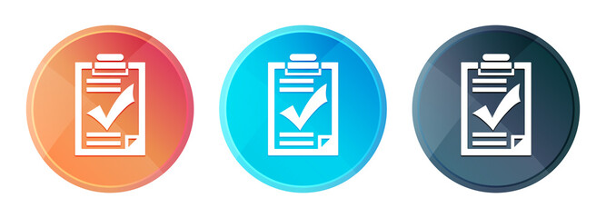 Checklist clipboard icon steam mist round button set shiny illustration