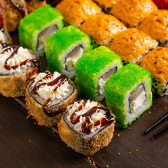 japanese sushi rolls set colourful