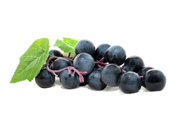 Bunch of Black Grape isolated on white background.