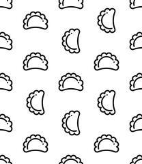 Dumpling Icon Seamless Pattern, Bread, Flour, Potatoes Based Dough Baked, Boiled, Fried, Simmered, Steamed