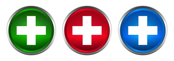 Plus icon supreme round button set design illustration