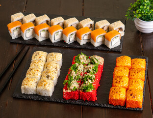 japanese sushi rolls set colourful