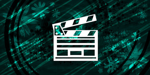 Cinema clip icon floral emerald green banner background natural design illustration