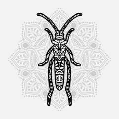 Vector illustration of a Insect mandala for coloring book. Insect Mandala for Silhouette Cameo and Cricut.