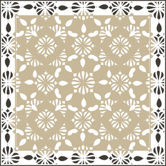 Design scarf with brown baroque elements. Vector illustration.