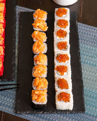 japanese sushi rolls set colourful