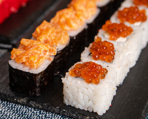 japanese sushi rolls set colourful