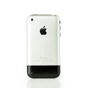 Old vintage Technology, back view , iPhone 2g designed by Apple . October  28, 2020, Bangkok, Thailand. clipping path Stock-Foto | Adobe Stock