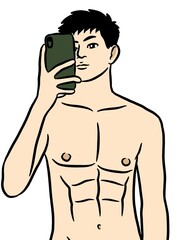 Fototapeta premium cartoon cute man on white background