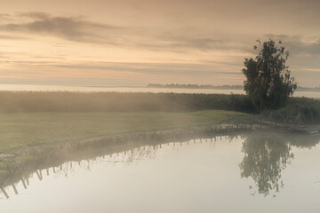 Viev on Zalew Wislany from coast in Katy Rybackie