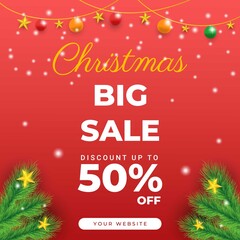 Editable square banner templates. Christmas sale post template design. Usable for social media post, story and web internet ads.