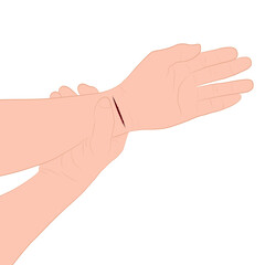 injured hand with bleeding gash with wound on the hand palm vector illustration
