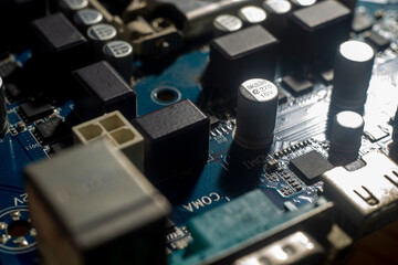Closeup circuit board with electronic components
