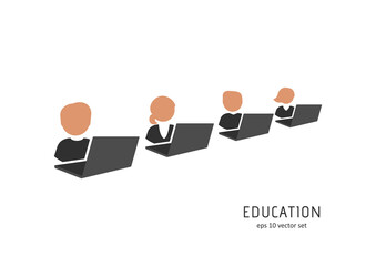 Education - vector icon set on white background.