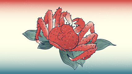 Japanese ukiyo-e style of king crab © cho