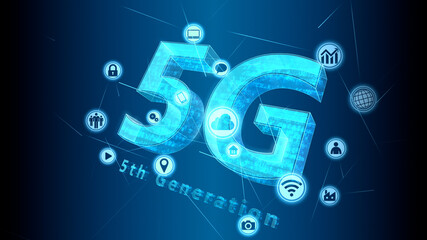 5G Technology Icon Network Symbol Digital devices 3D illustration