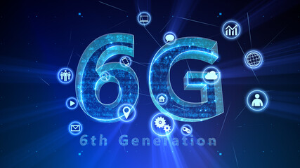 6G Technology Icon Network Symbol Digital devices 3D illustration