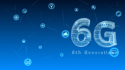 6G Technology Icon Network Symbol Digital devices 3D illustration