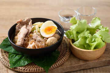 Asian food, rice noodle spicy soup