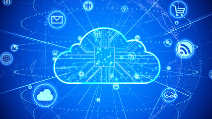Cloud Technology Icon Network Symbol Digital devices 3D illustration
