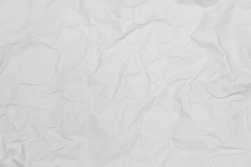 White crumpled paper texture background.