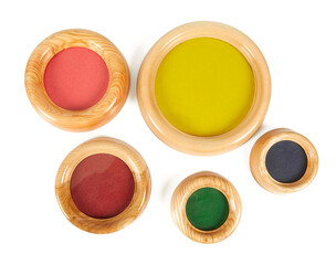 round wooden frames isolated on white background