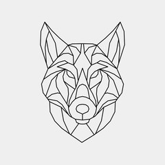 Abstract head wolf. Geometric linear animal. Vector.	
