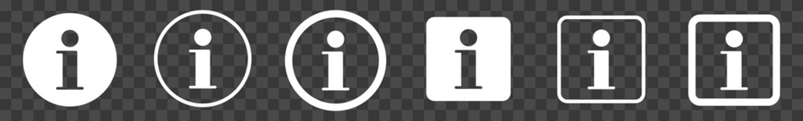 Info Point Icon White | Information Illustration | i Point Symbol | Help Logo | Hint Sign | Isolated | Variations