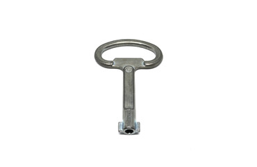 Key Industrial electrical control cabinet isolated on white background