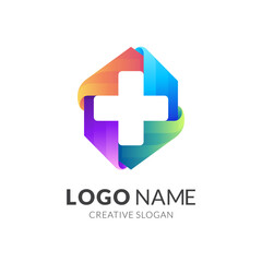 clinic logo concept with 3d colorful style