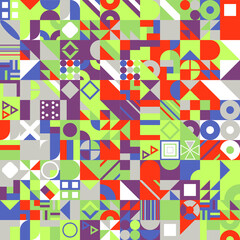 Obraz premium Simple banner of decorative patterns colored geometric composition flat style
