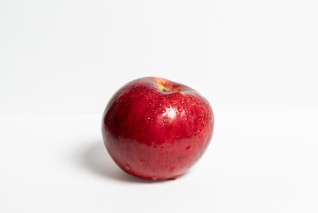 Red apple isolated on white background. Fresh and healthy red apple.