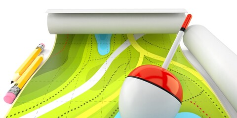 Fishing float with map © Talaj