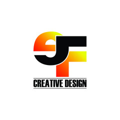 Letter EF simple logo design vector