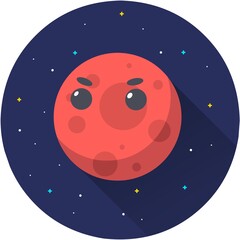 Mars  Planet Vector Icon Illustration. Planet icon, flat vector graphic illustration on dark space background. Flat cartoon style suitable for web landing page, banner, sticker, background.