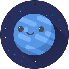 Neptune   Planet Vector Icon Illustration. Planet icon, flat vector graphic illustration on dark space background. Flat cartoon style suitable for web landing page, banner, sticker, background.