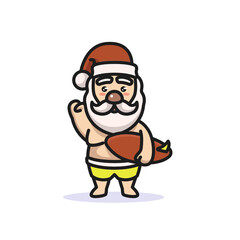 Cute Santa with surfing costume