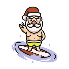 Cute Santa with surfing costume