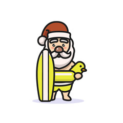 Cute Santa with surfing costume