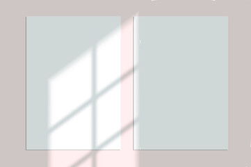 Vector shadow overlay effect. Transparent soft light and shadows from window.  Mockup of transparent window shadow and natural lightning. 10 eps mesh.