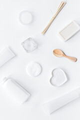 monochrome cosmetic set in SPA concept on white background