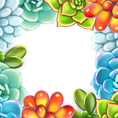 Floral Border. Succulents arranged un a shape of frame
