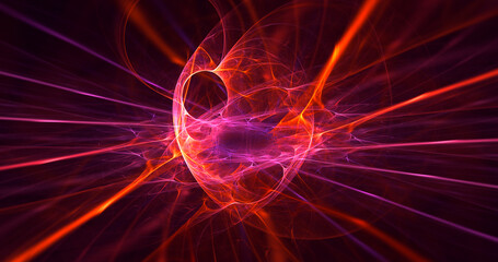 3D rendering abstract red fractal light background