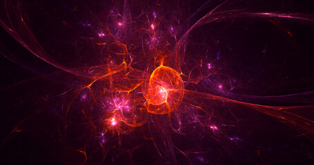 3D rendering abstract red fractal light background