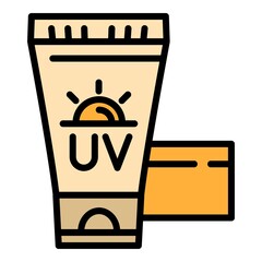 Sunscreen cream tube icon. Outline sunscreen cream tube vector icon for web design isolated on white background