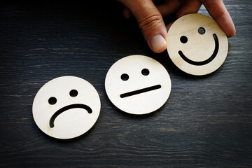 Assessment of customer satisfaction. Success and good results concept.