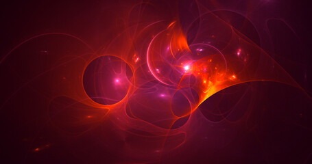 3D rendering abstract red fractal light background