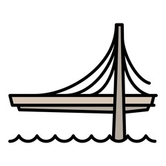 Bridge road icon. Outline bridge road vector icon for web design isolated on white background